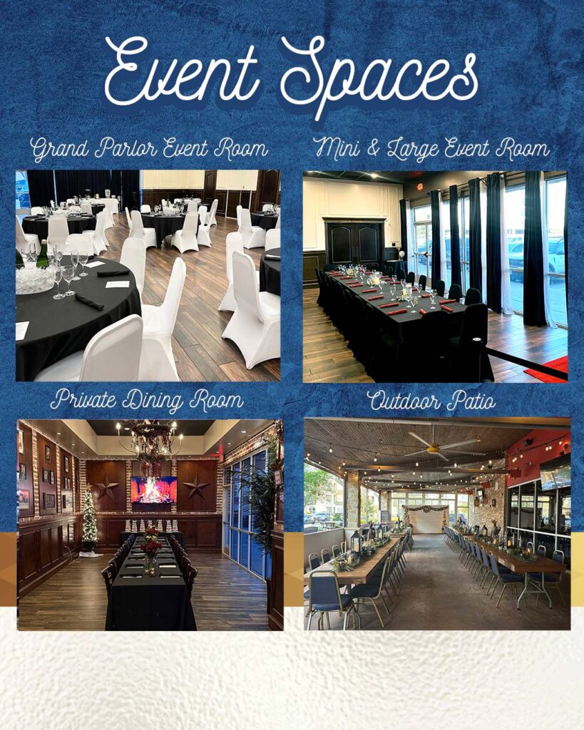 A graphic showcasing their four event spaces
